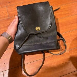 Coach Black Leather Backpack